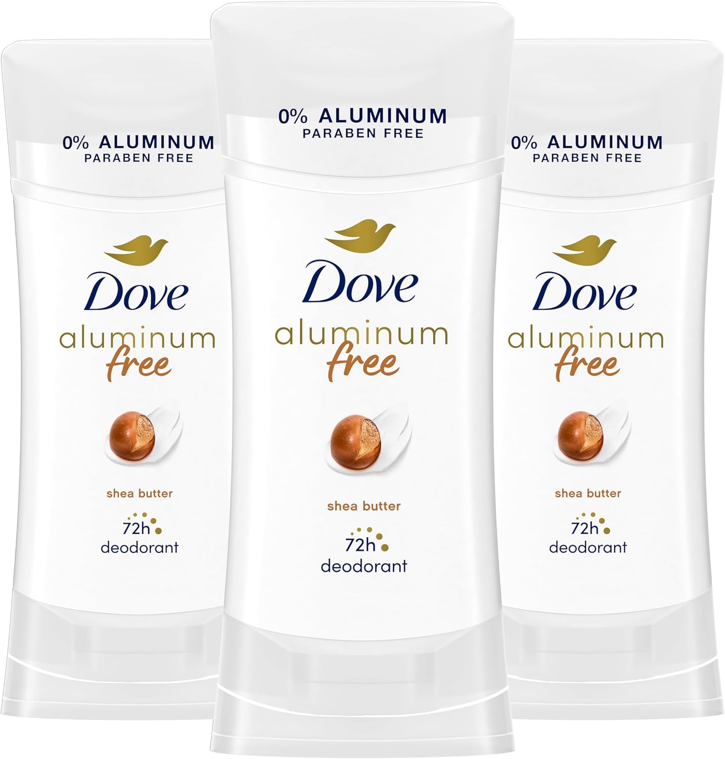 Dove Aluminum Free Deodorant 24hour Odor Protection Shea Butter Deodorant for Women, white, 2.6 Ounce (Pack of 3)