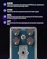 Vista 3 de Donner Pedal de compresor de guitarra, pedal de compresor Lax Comp para guitarra eléctrica y bajo, compresor de estilo limitador de pico clásico