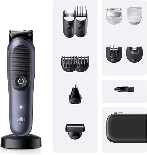 Braun All-in-One Series 7 Grooming Kit, 13in1, ProBlade & AutoSense, 120 Min, SkinGuard & Beard Fading, AquaGrip for Under Water Use, AIO7565, Blue - 6