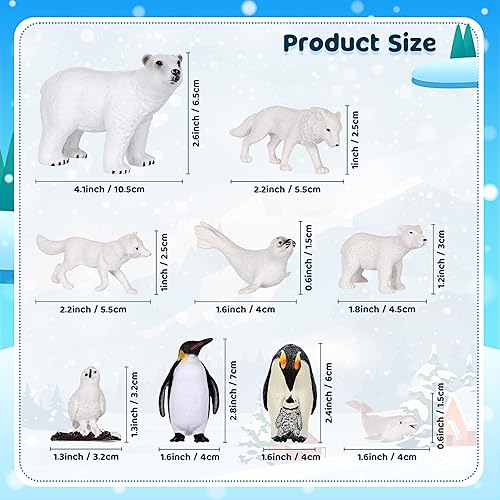 Miniatura 2 de El juego de 19 juguetes de animales árticos incluye 10 figuras de animales polares, 6 pinos en miniatura, 1 tabla de espuma, 1 manta de nieve falsa