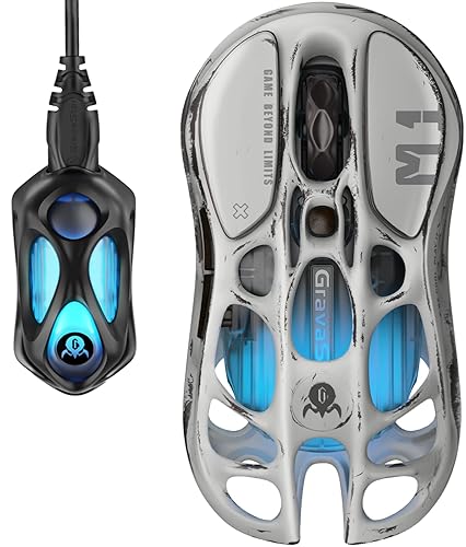 GravaStar Computer Mouse, Mercury M1 Pro Wireless Gaming Mouse with PAW3395DM Sensor, Magnesium Alloy Handcrafted Vintage Finish, 26000 DPI, 5 Programmable Buttons, Outfit with 1K & 4K Dongle