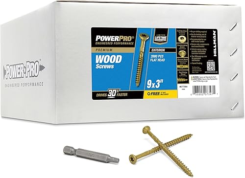 Power Pro Tornillos de madera para exteriores de alta calidad, tornillos de cubierta multiusos #9 x 3 pulgadas para proyectos al aire libre, broca