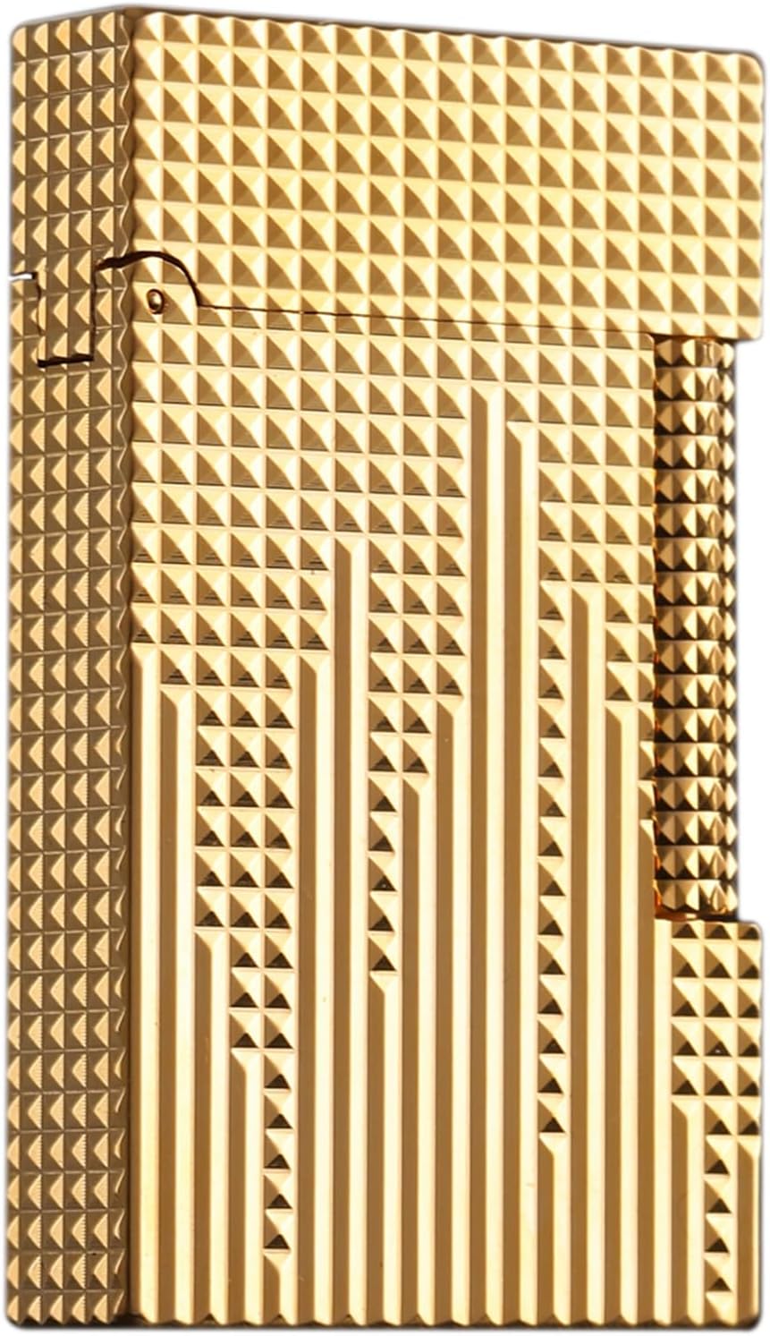 Classic Lighter, Butane Copper Exquisitely Carved Vintage Side Slide Lgnition Lighter, for Men Dad Husband Collect,Gold