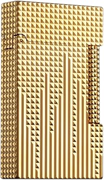 Classic Lighter, Butane Copper Exquisitely Carved Vintage Side Slide Lgnition Lighter, for Men Dad Husband Collect,Gold