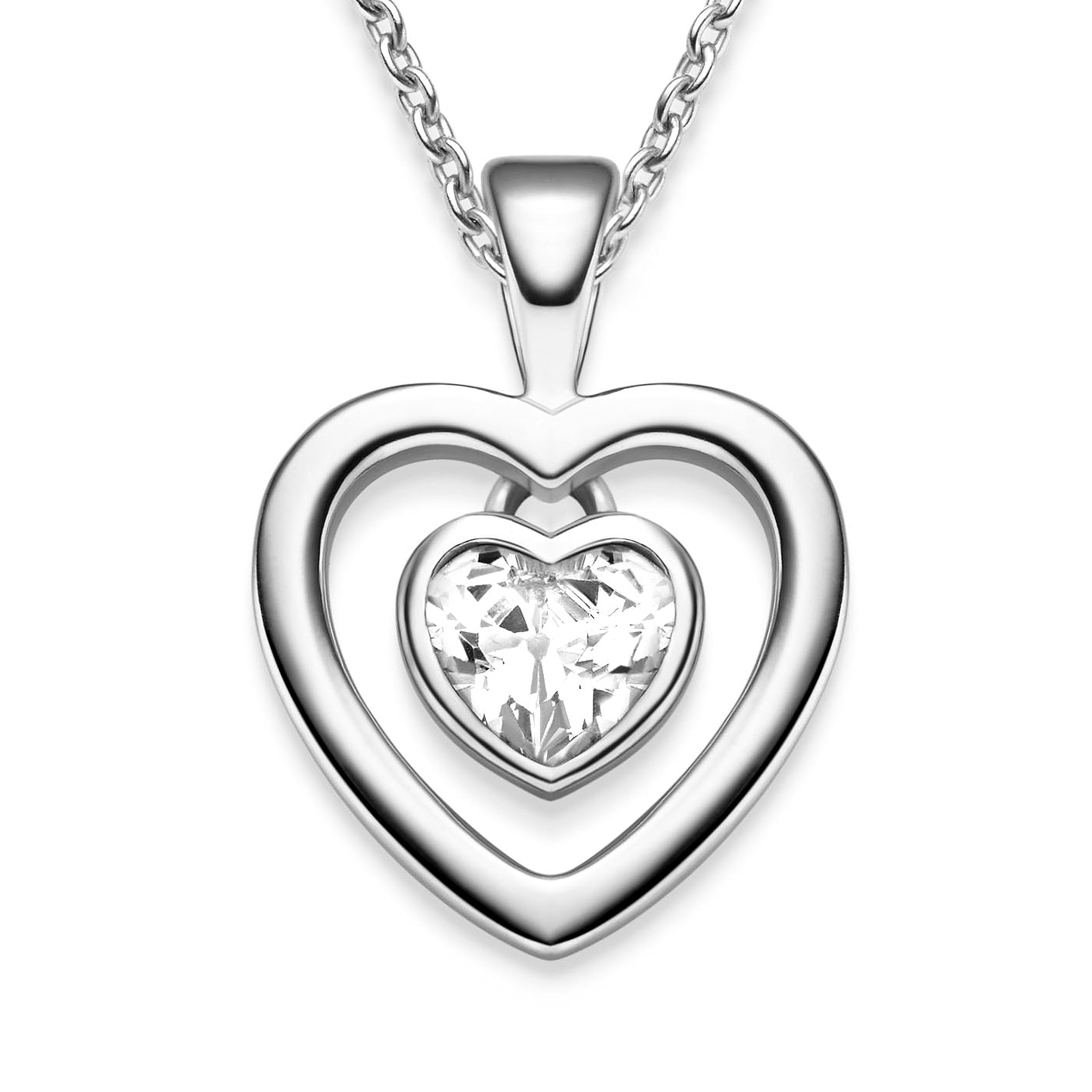 Amoonìc Herzkette Silber 925, Halskette Damen Kette mit Herzanhänger | Ich liebe Dich Anhänger mit Herz als Schmuck Geschenk für Frauen Sie Mama Freundin Ehefrau Liebesgeschenk