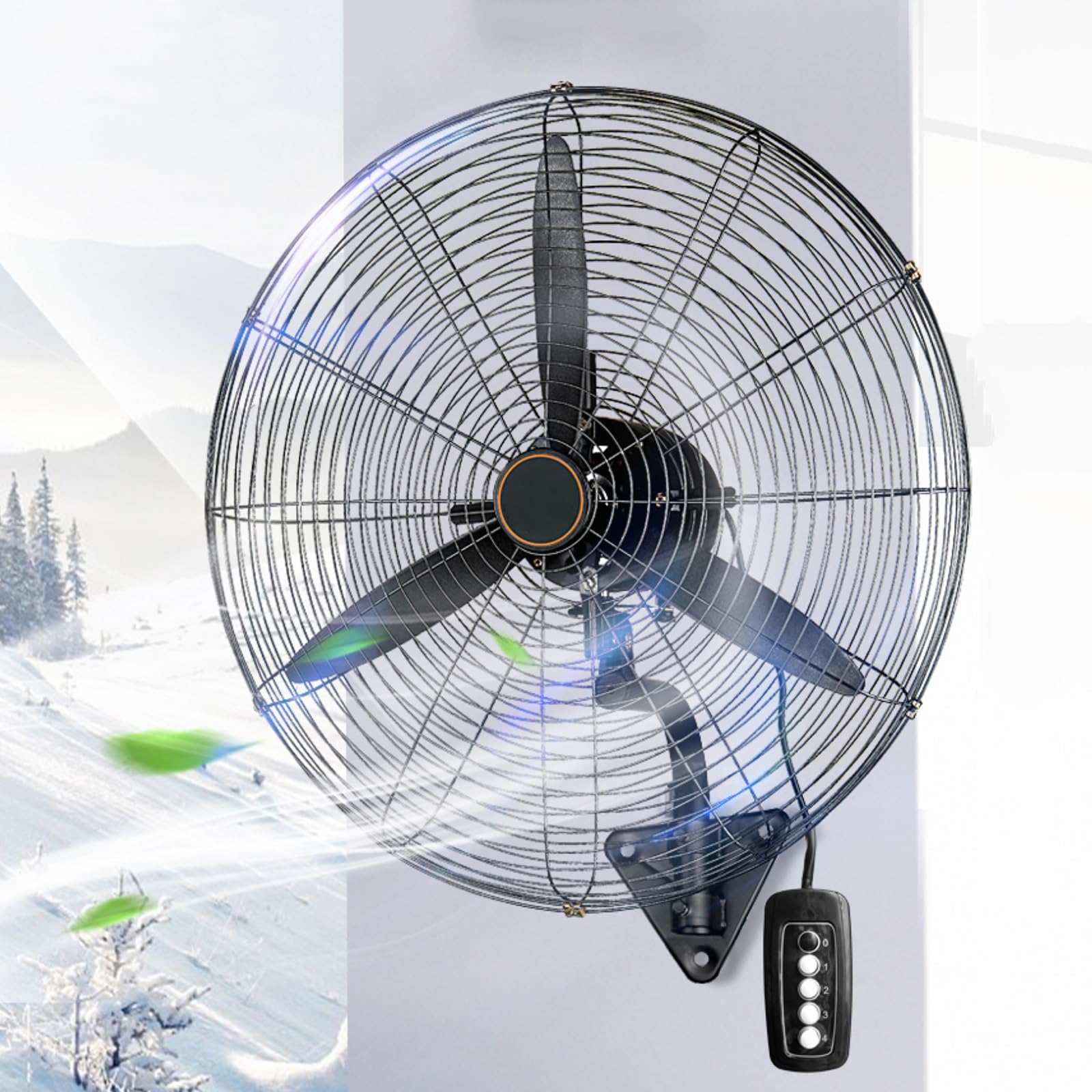 Ventilador De Pared De 500/650/750mm, Ventilador Industrial Con 4 Velocidades, Ventilador Servicio Pesado Orientable Y Oscilante Para Almacén De Taller De Fábrica(500MM)