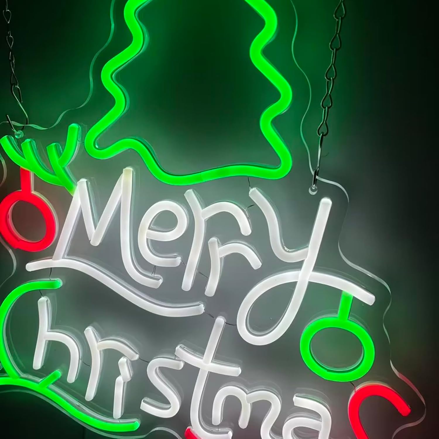 Neon Sign, Merry Christmas Neon Light Signs with Switch, Multicolor LED Neon Light Sign Acrylic Art Wall Decor for Bedroom Wall Decor Game Room Party Decoration - 48 × 42CM