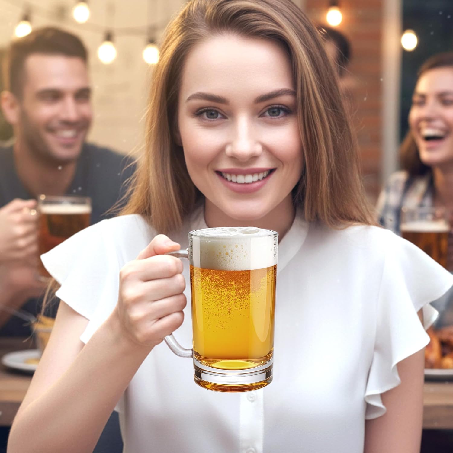 Amazing Abby - Roxy - 20-Ounce Plastic Beer Glasses (Set of 6), Beer Mugs, Reusable Cups, BPA-Free, Shatter-Proof, Dishwasher-Safe, Perfect for Poolside, Outdoors, Camping, and More