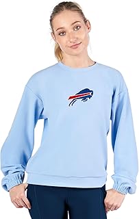 NFL Women's Long Sleeve Crewneck Tee, Pullover Game Day Top, Lightweight Cotton Blend, Relaxed Fit, Casual Wear