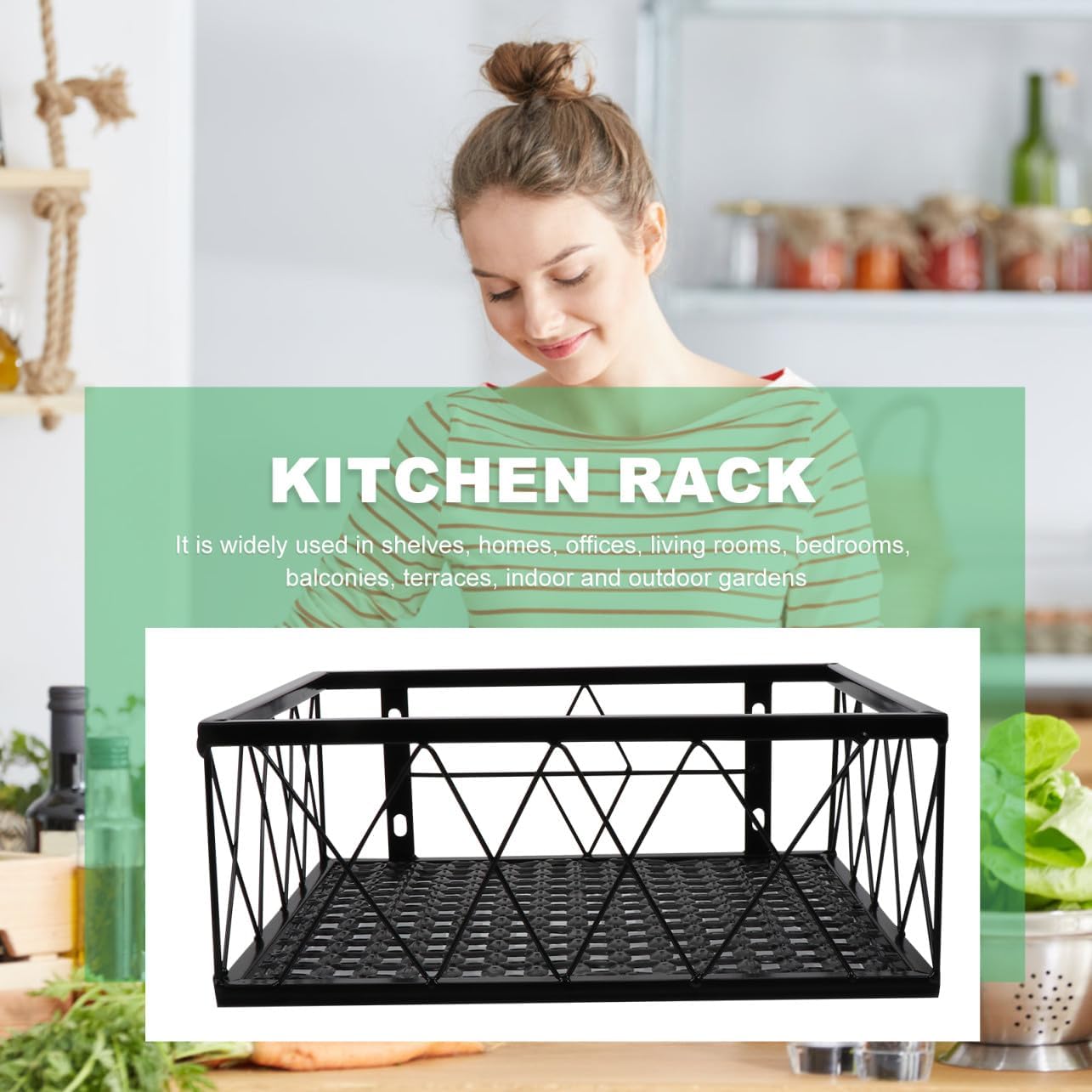 1pc Hanging Flower Pot Stand Rack Wall-Mounted Household Shelf for Balcony Kitchen Living Room Simple Design for Easy Plant Display Black