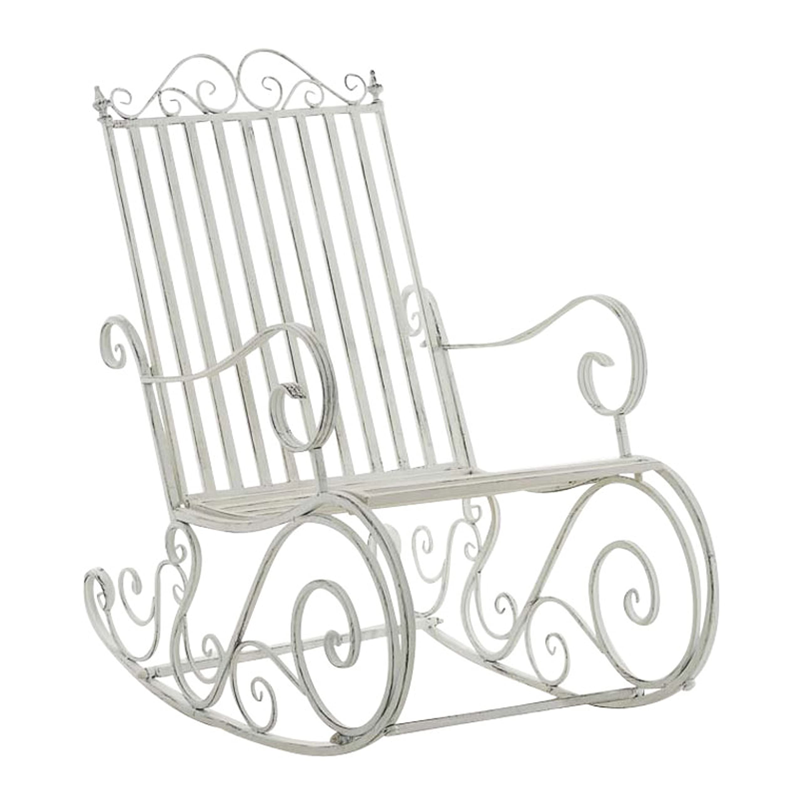 CLP Mecedora Relax Silla Smilla, Resistente al Clima para jardín, Estructura de Metal, Estilo rústico, sillón de Exterior, Color:Blanco Envejecido