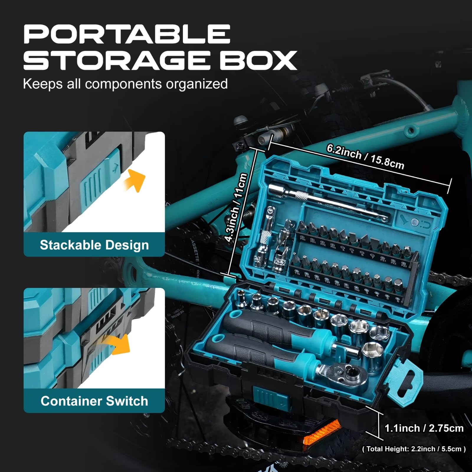 Kit Chiavi Bussola Set Chiavi A Cricchetto Dual-Drive Da 37 Pezzi Da 1/4" Con Prese Poco Profonde Maniglia Magnetica E Punte Barre Estensione Giunto Universale