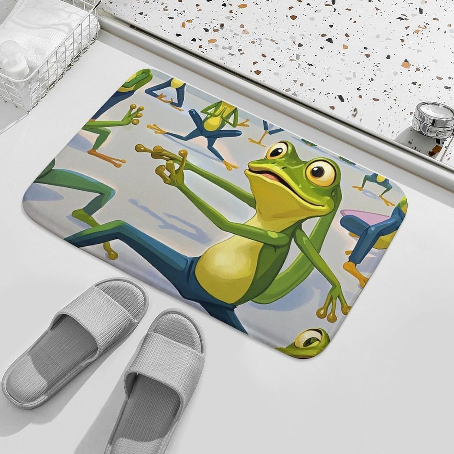 Door Mat Non-Slip Welcome Mats Washable Front Door Mat Yoga Frog Doormat Kitchen Rugs for Entryway Absorbent Doormat Indoor Outdoor Entrance Mats for Bedroom Kitchen Porch 15.7″x23.6″