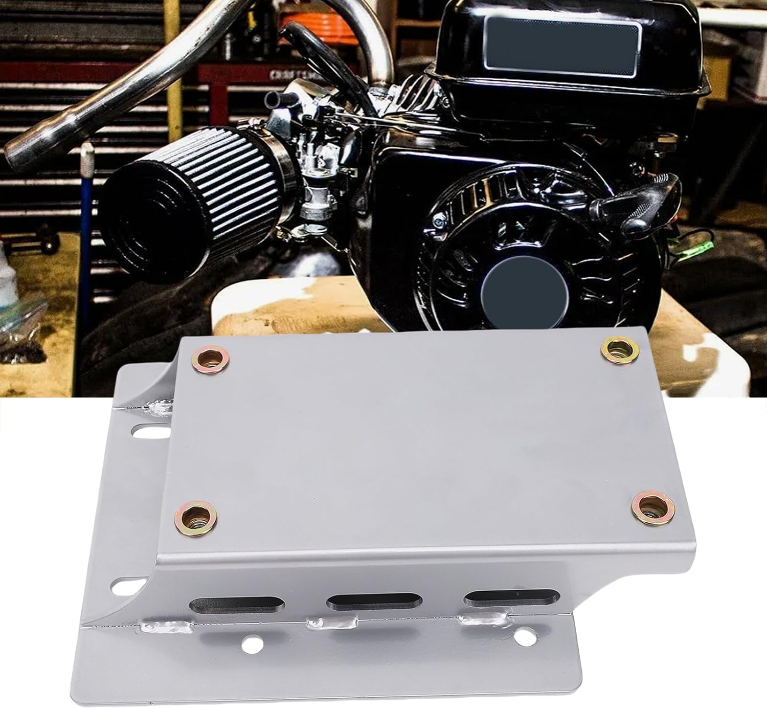 Torsion Converter Motor Riser Plate Mount Metal Engine Mount Plate Motor Riser Kit Engine Kit Replacement for 196ml 212ml Silver