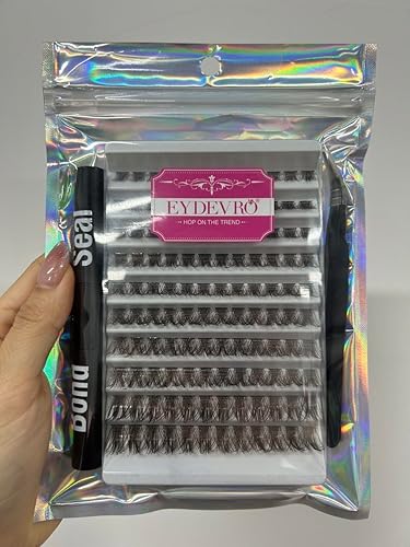 Miniatura 2 de EYDEVRO Kit de extensión de pestañas para bricolaje, kit de extensión de pestañas marrones, pestañas individuales en racimo con unión de pestañas y