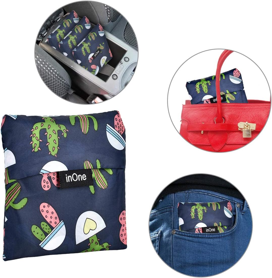 inOne Reusable Grocery Bags Portable Foldable Shopping Tote Bags with Pouch - Image 5