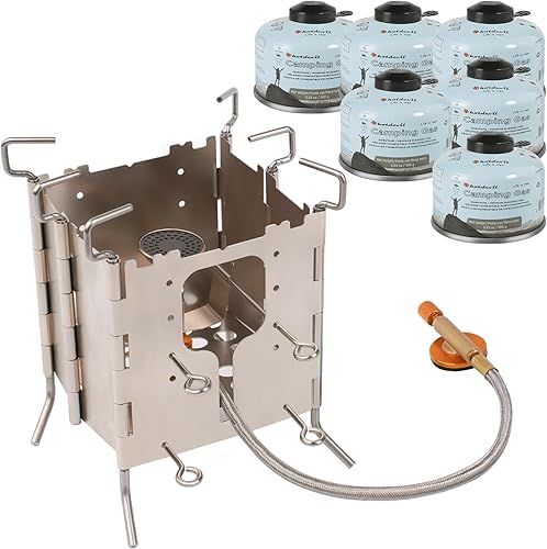 Hotdevil - Juego de 6 estufas de campamento de combustible de 3.53 oz de mezcla de butano propano, recipiente de combustible de isobutano + estufa