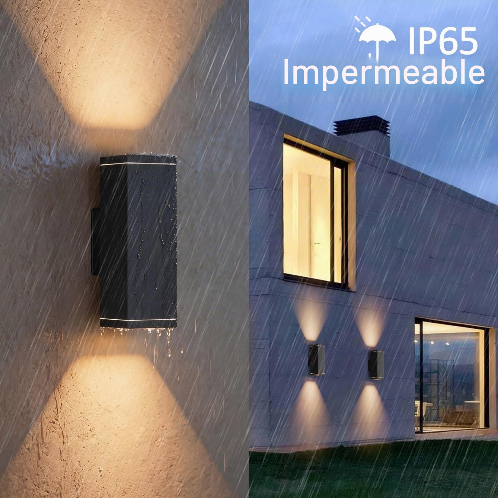 Klighten 2 Piezas Aplique de Exterior Arriba Abajo, Luz Pared Exterior/Interior IP65 Lámpara Pared Aluminio Moderna para Entrada Terraza, Casquillo GU10, 26 x 13 cm, Bombilla no Incluida, Negro