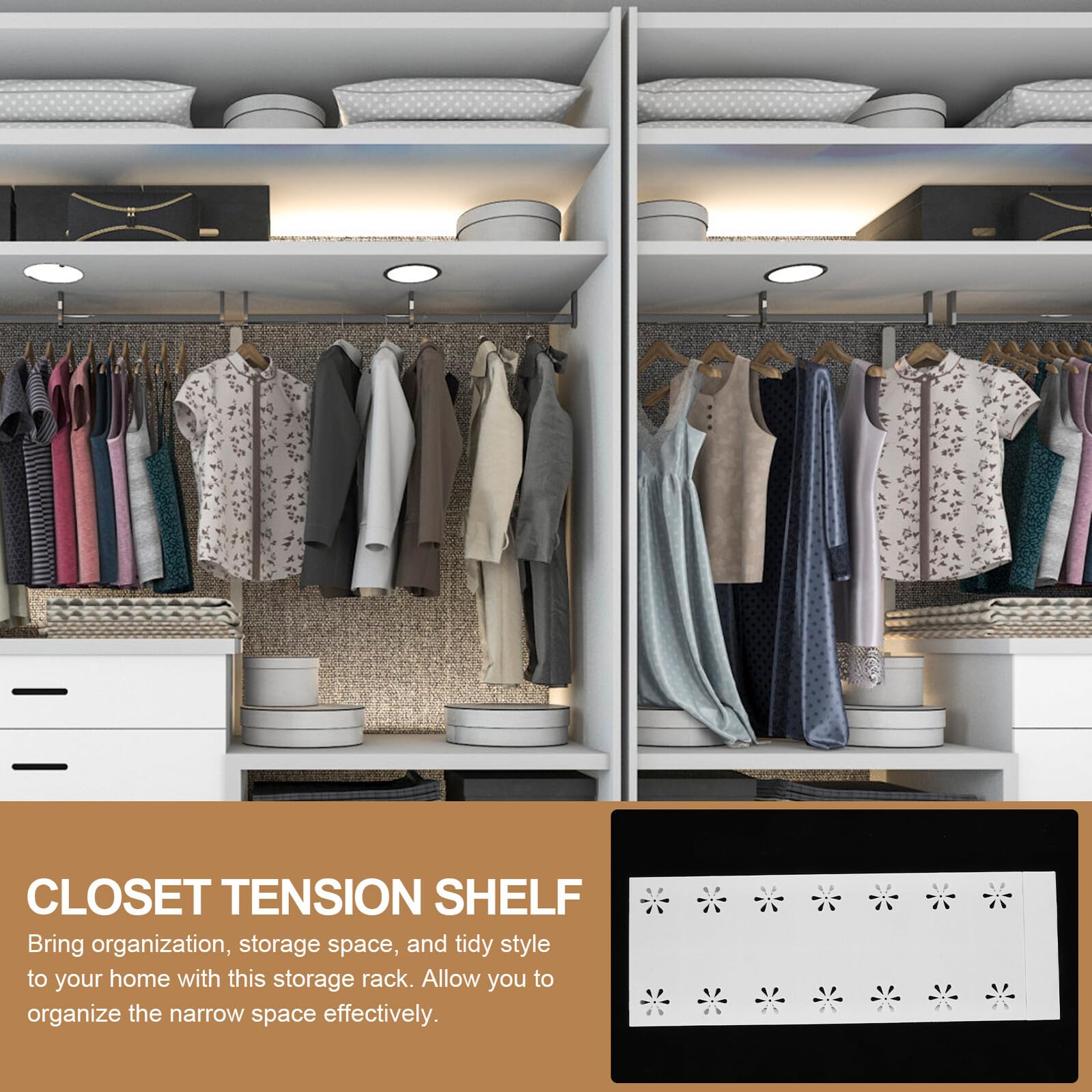 DECHOUS Ripiano Estensibile Armadio Regolabile Scaffale Tensione Allungabile per Organizer Vestiti e Mensola Divisoria Multiuso per Armadio Cucina Bagno