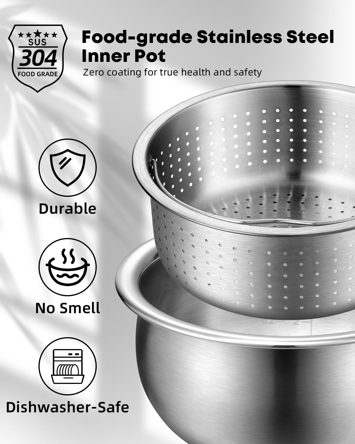 Novaspark Low Carb Rice Cooker Stainless Steel Inner Pot, Mini Stainless Steel Rice Cooker Small 5 Cup, LED Display Low Sugar Rice Maker, 24H Timer and Auto Keep Warm, White Rice/Porridge/Oatmeal