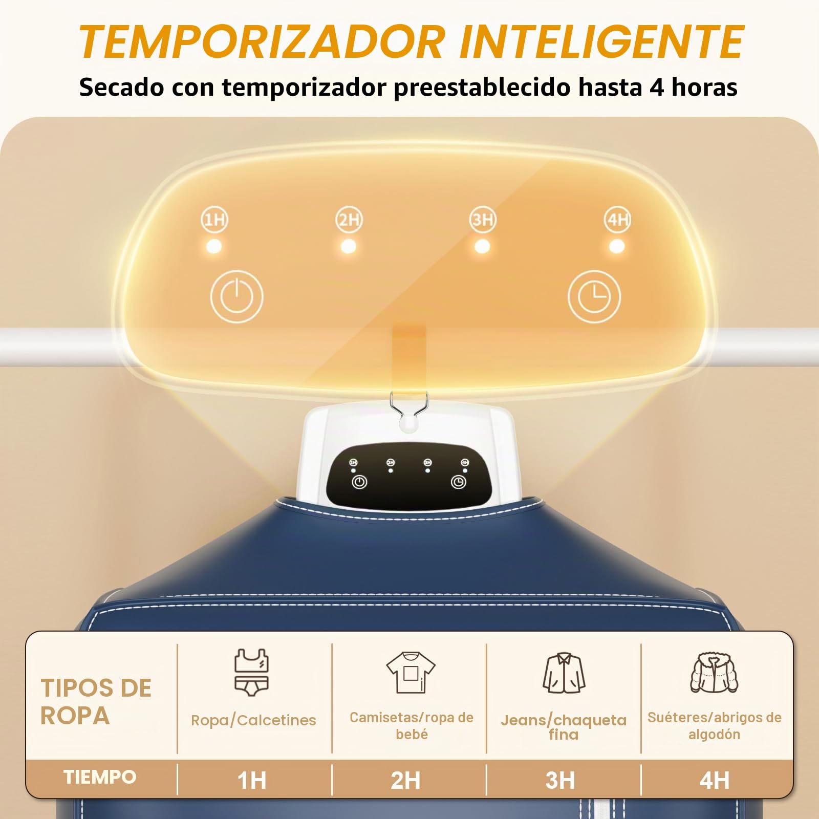 Roadtime Secadora de ropa portátil, 800 W, minisecadora eléctrica con bolsa de lavandería, temporizador de 4H, secadora con calefacción para el hogar, lavandería, viajes, enchufe de la UE (azul)