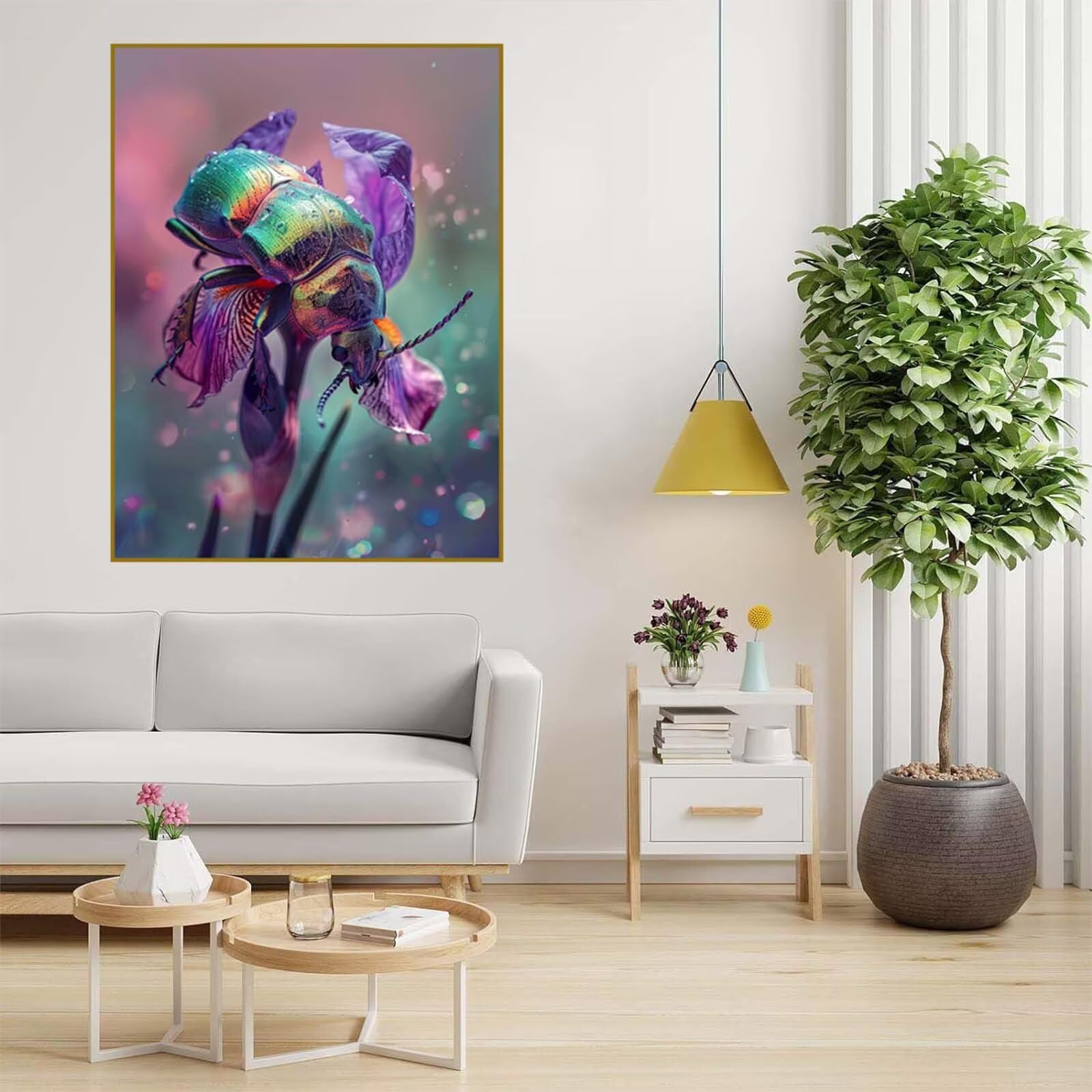 Diamond Painting Blume Malen Nach Zahlen Erwachsene, 5D Diamant Painting Bilder Tier Diamond-painting Mosaikherstellung Bastelset Kinder ab 6 Jahre, Deko Wohnzimmer, Mädchen Geschenke 70x100cm 6X-827