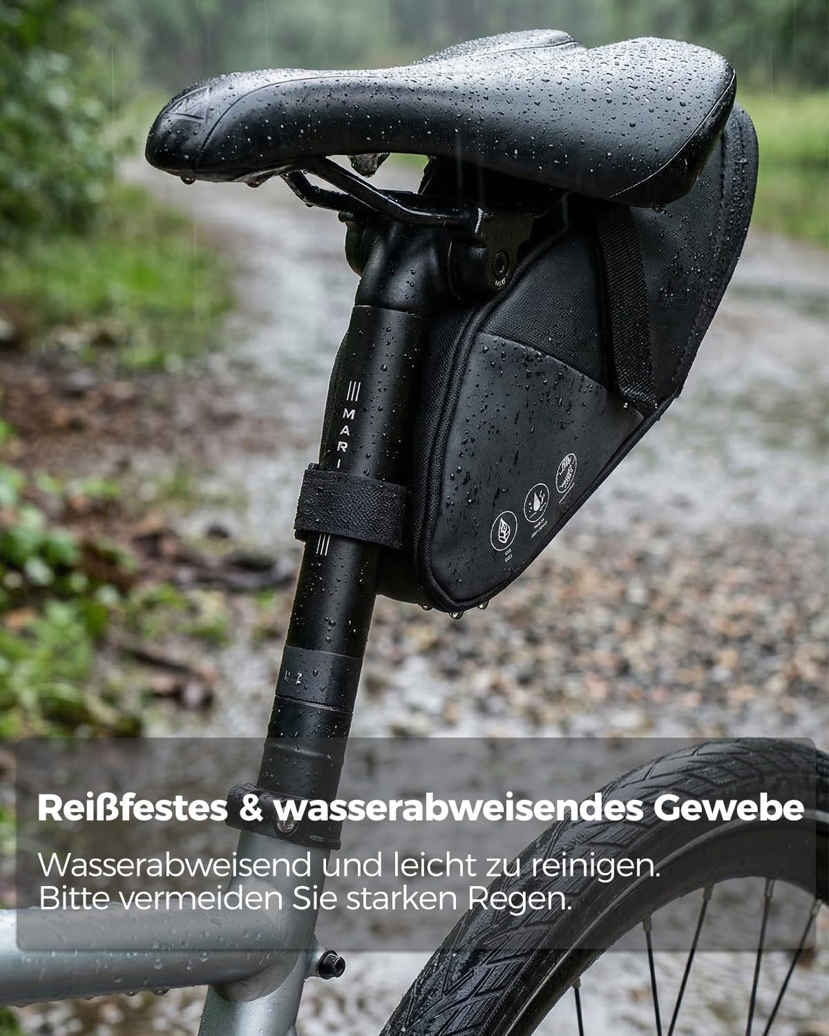 Fahrrad Satteltasche 1L, Wasserabweisende Fahrradtasche mit 3 Netztaschen, Unter dem Sitz Tasche für Mountainbikes Rennräder und Pendler