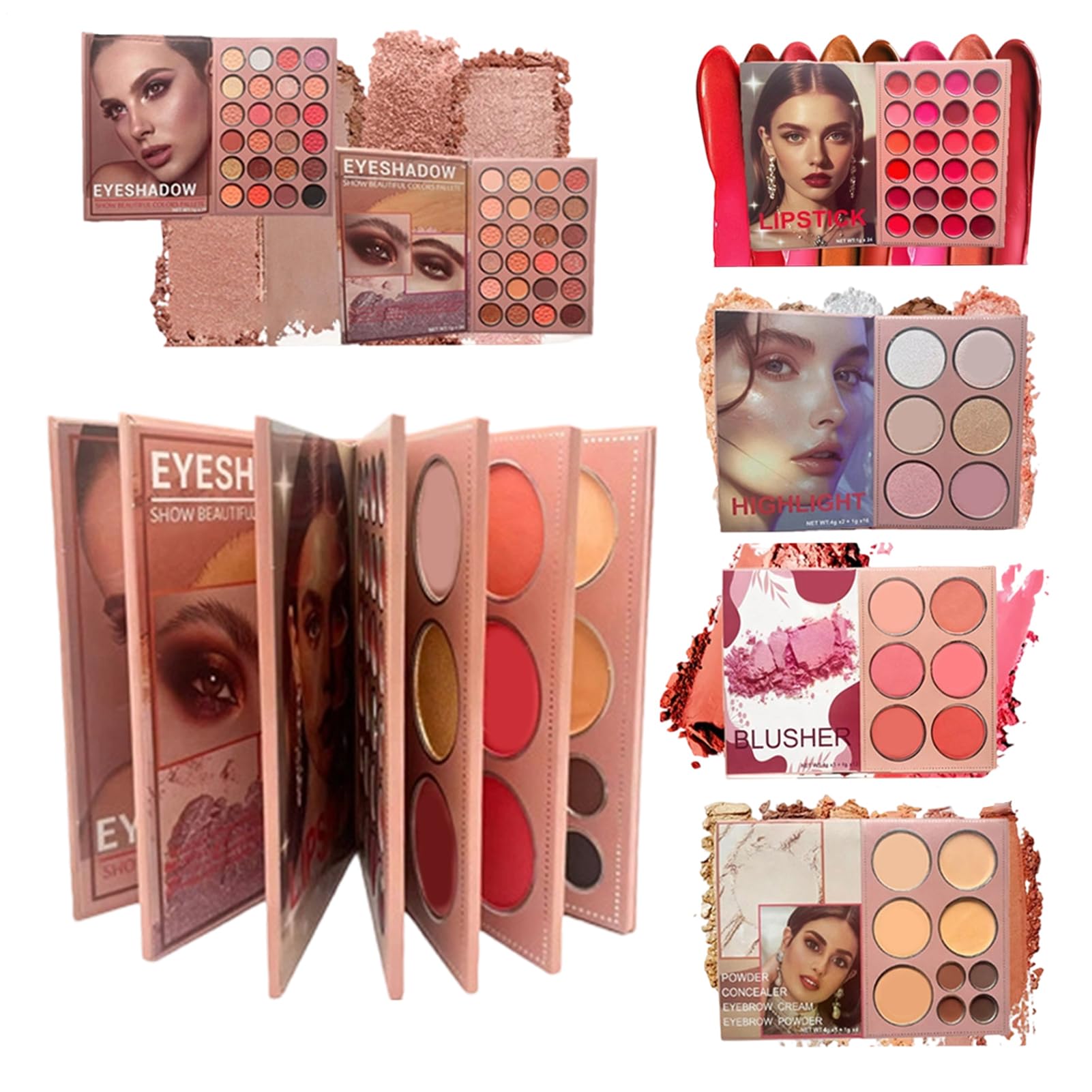 Palette Per Trucco A Libro Multicolore 6 | Trucco Viso Blush Contour Palette Per Principianti Donne Ragazze Uso Quotidiano Matrimonio Viaggio Festa Compleanno Natale