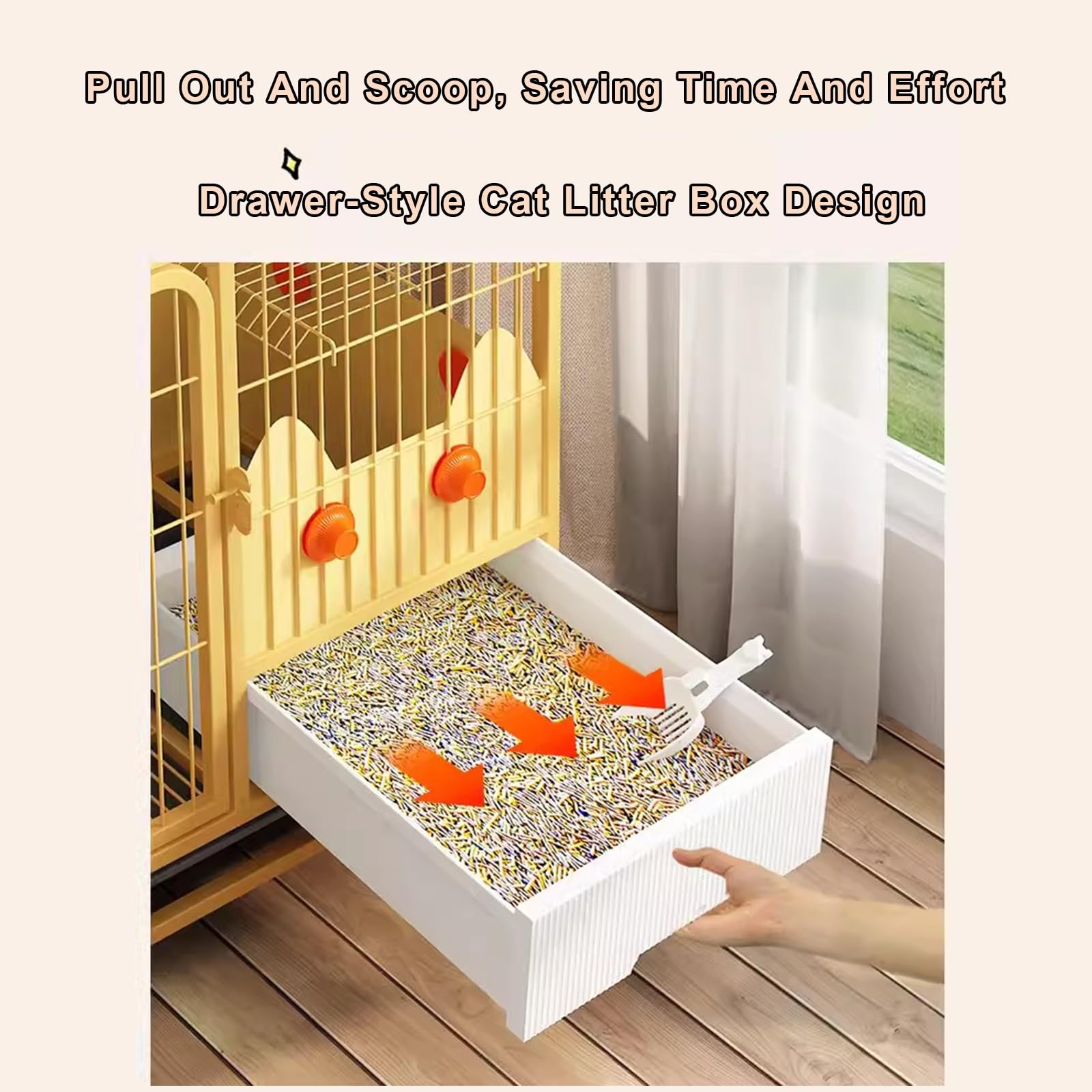 Grande gabbia per gatti da interni, con 2 ripiani estraibili e ruote, ideale per 12 gatti, colore: bianco (78 x 55 x 100 cm)