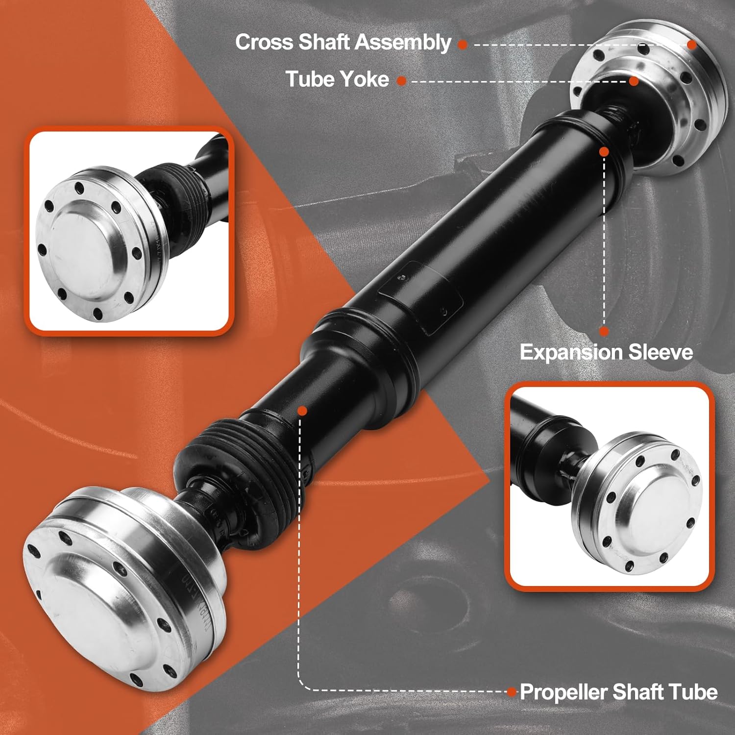 52123555AA Rear Complete Drive Shaft Prop Shaft Driveshaft Assembly Compatible with Jeep Wrangler 2012-2018, Wrangler JK 2018 V6 3.6L, 2-Door Automatic Transmission, Replace OE 52123555AA