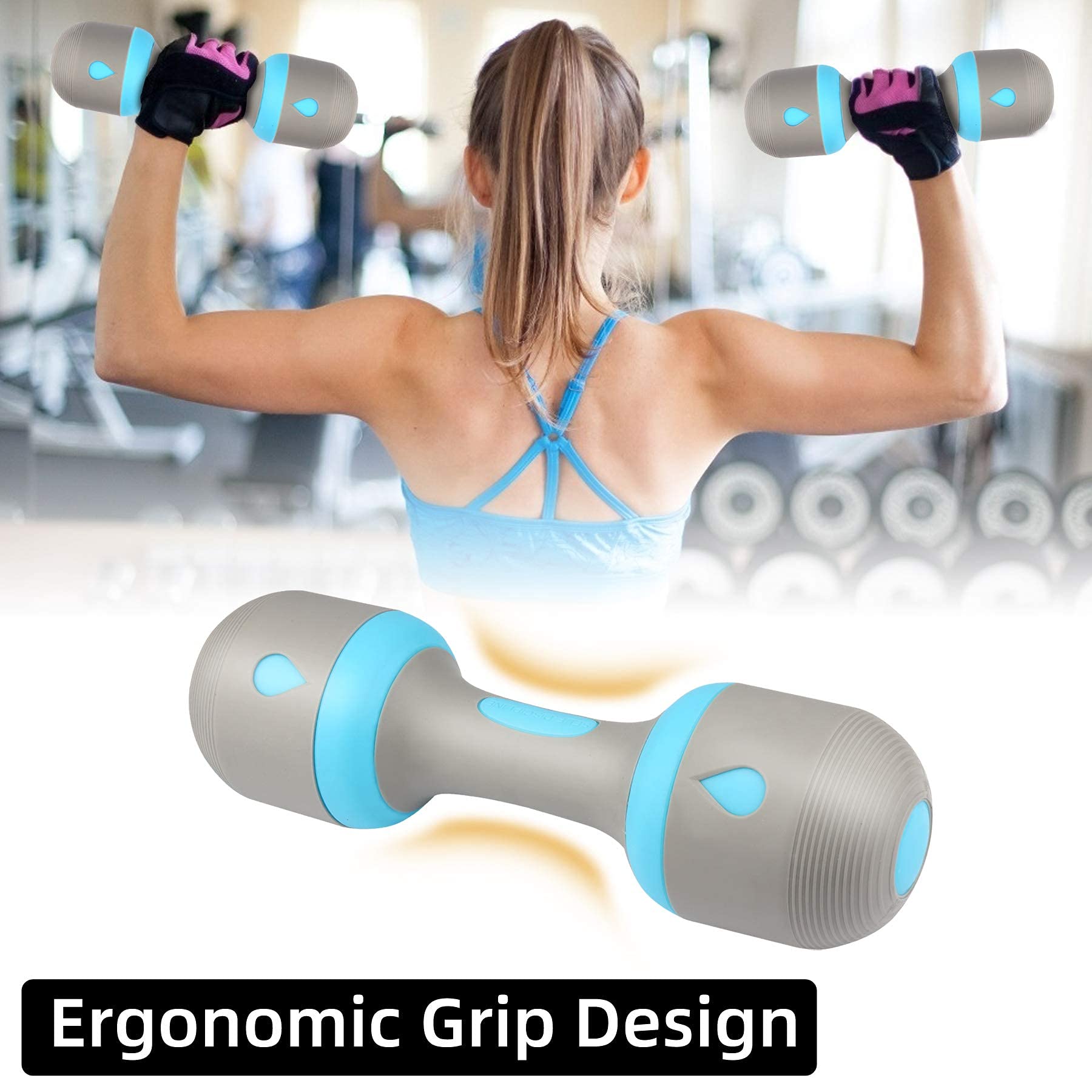 Para hantli z regulacją, 5 w 1 opcji wagowych od 1 do 5 kg, antypoślizgowa rączka neoprenowa, uniwersalne zastosowanie, do domu, studia fitness, biura