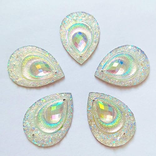 Miniatura 5 de Botones brillantes de color AB para coser, manualidades, cuentas de espalda plana, para decoración de disfraces, vestidos de boda, 0.709 x 0.984 in,