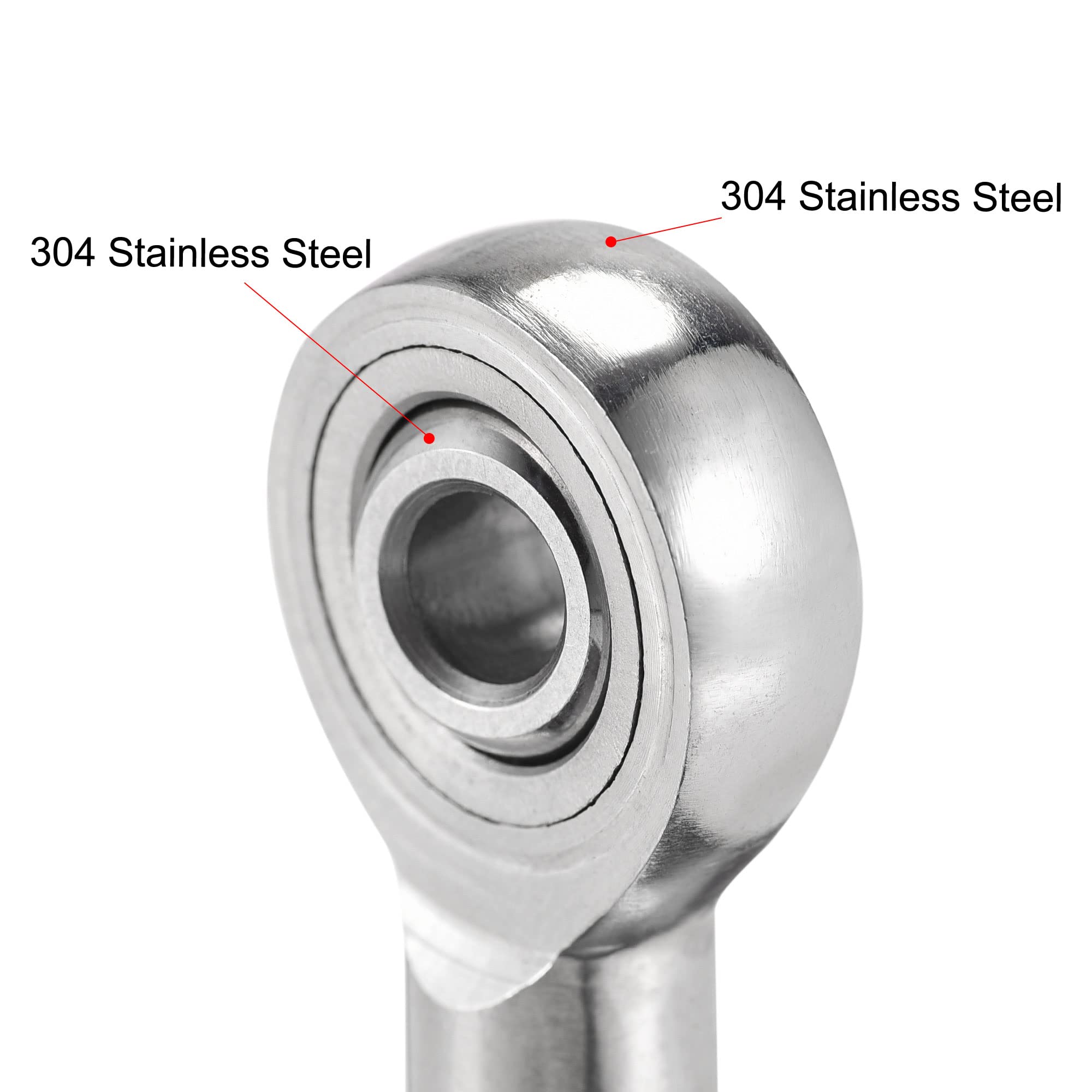 sourcing map 2 Stück Gelenkkopflager SSI6T/K 6mm Bohrung Edelstahl M6x1 Innengewinde Rechtsgewinde