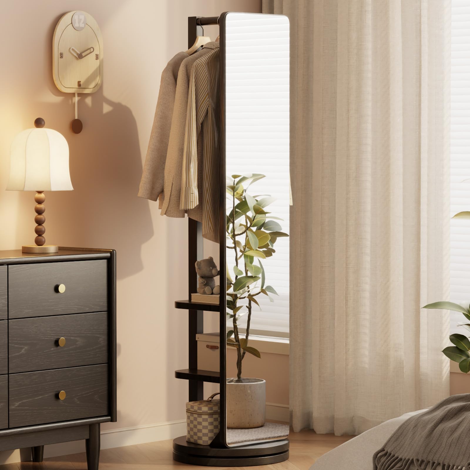 full length mirror coat rack solid wood floor mirror 66"x12" full length mirror with stand long mirrors for bedroom,living room