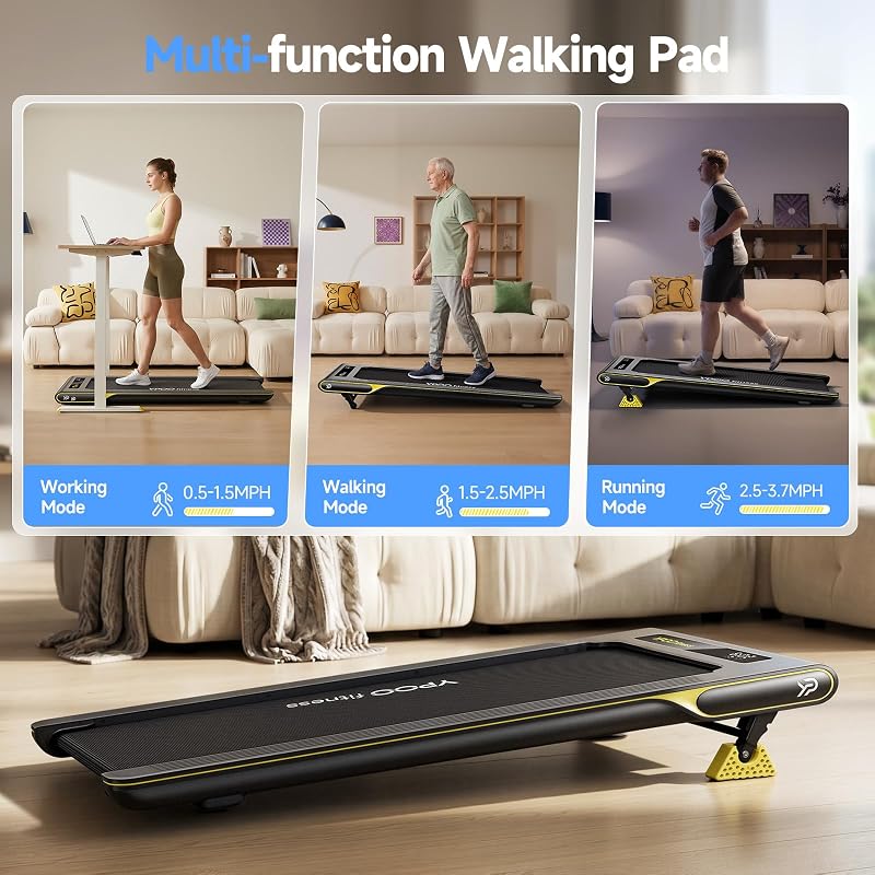 YPOO Ultra Slim Walking Pad Treadmill with 14% Incline, Under Desk Walking Pad with Auto-Maintenance System Belt, Smart App & Remote Control, Portable Treadmill for Home Office, 350LBS Capacity image 5