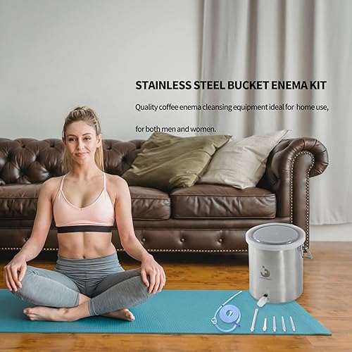Vista 2 de TopQuaFocus Kit de cubo de enema de acero inoxidable para limpieza de colon, kit de enema reutilizable, adecuado para café, agua y terapia Gerson