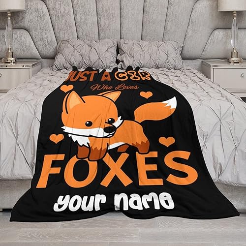 Miniatura 62 de Manta de zorro personalizada con nombre para niñas y niños, suave, mullida y acogedora, manta tamaño regazo de 30 x 40 pulgadas, para sofá, oficina