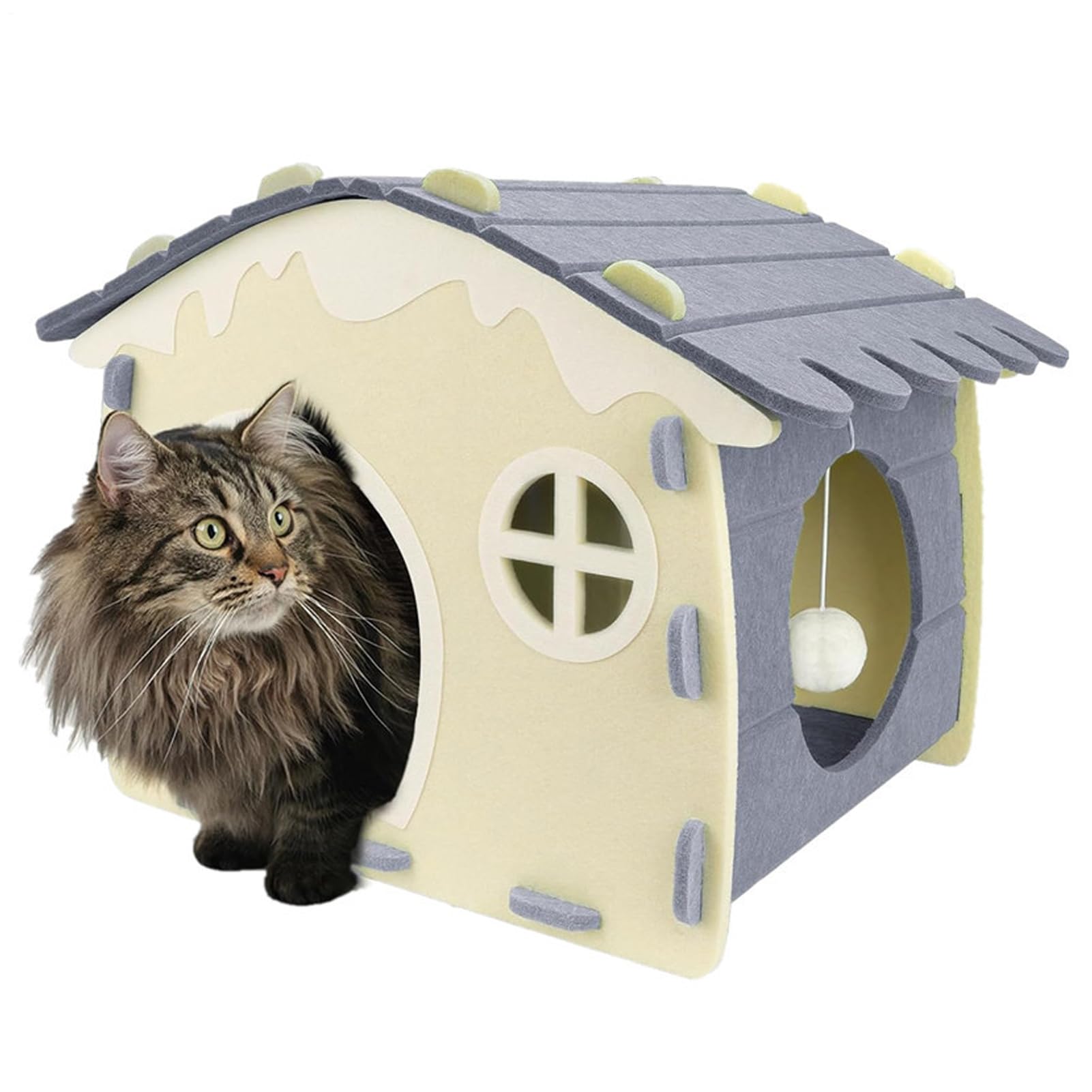 Niche en feutre pour chat avec abri pliable et lavable