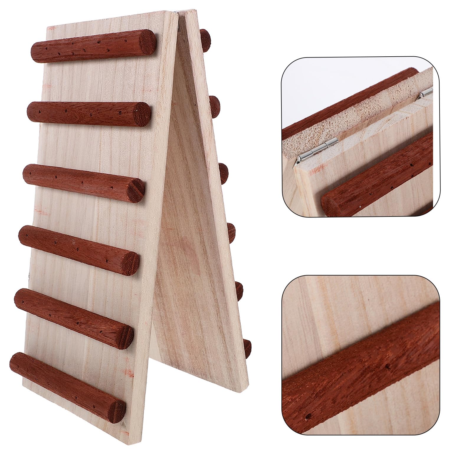 SHINEOFI Échelle en Bois pour Petits Animaux Matériau Naturel et Sûr, pour Cage, Favorisant Exercice et Jeu sans Bavure, Couleur Kaki