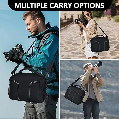 Miniatura 7 de ABUEEFUT Bolsa pequeña para cámara, impermeable, antigolpes, bolsa para cámara digital, bolsa cruzada para cámara compacta de viaje, para cámaras