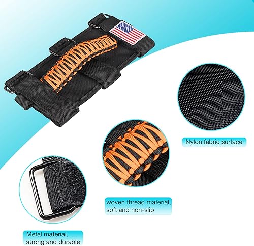 Miniatura 10 de Paquete de 2 asas de agarre de barra antivuelco, asas de paracaídas para Jeep Wrangler CJ YJ TJ JL JK LJ JLU JKU Sahara Freedom Rubicon, Gladiator