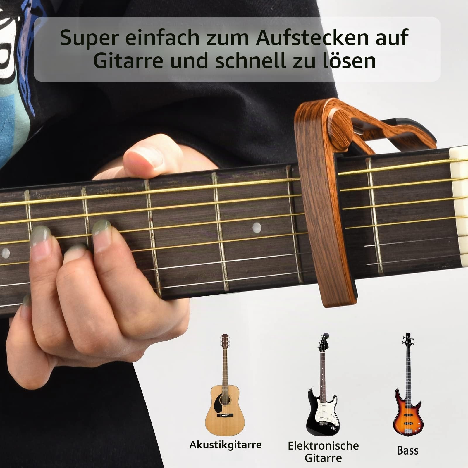 Gitarre Capo, Plektrum, Zubehör mit Stimmgerät, Kapodaster, Tuner Clip für Gitarre, Bass, Violine, Ukulele Chromatisch