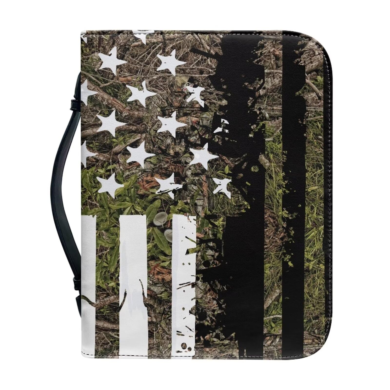 Ceudet Bible Cover for Women Men with Top Handle PU Leather Bible Carrying Case,Branches and Flags,2XL — image 1