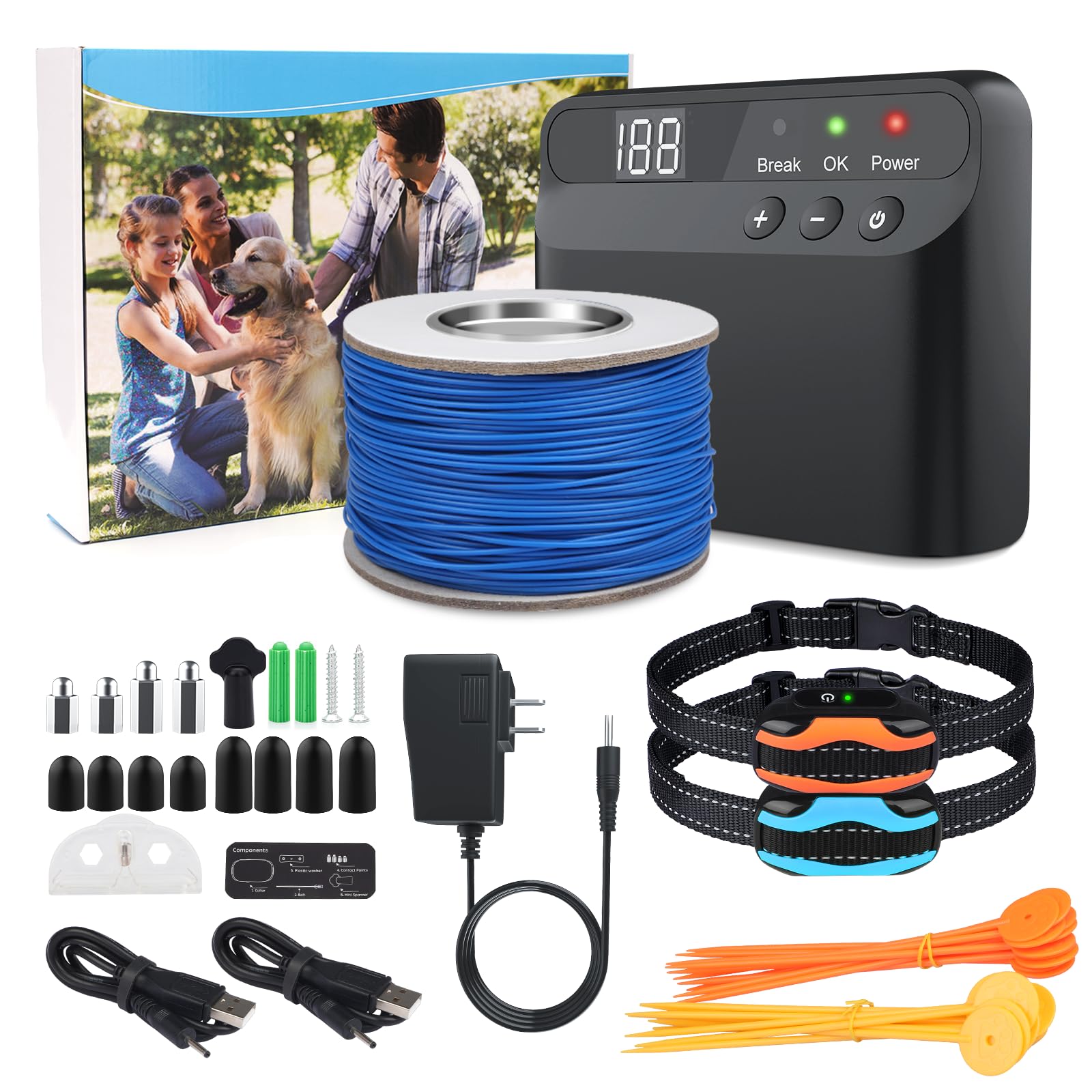 Photo 1 of PcEoTllar Electric Fence for Dogs, Underground Dog Fence System, 2 Waterproof Rechargeable Collars, with 656Ft Underground/Aboveground Boundary, Dog Fence Containment
