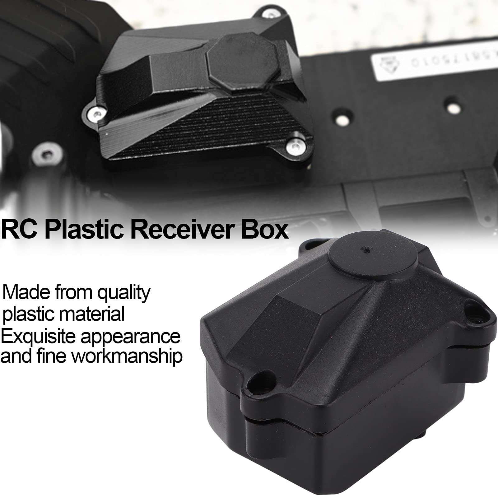 Receiver Box RC ESC Receiver Box Splashproof, Black, Compatible for Axial SCX10 III AXI03007
