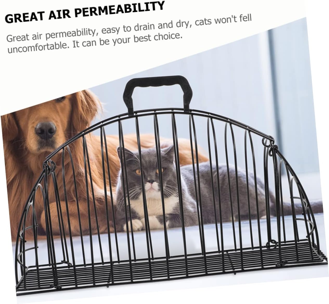 Cat Bathing Cage Wear Resistant Pet Shower Cage for Cats Breathable Scratch Resistant Design Convenient for Bathing Drying Portable Cat Grooming