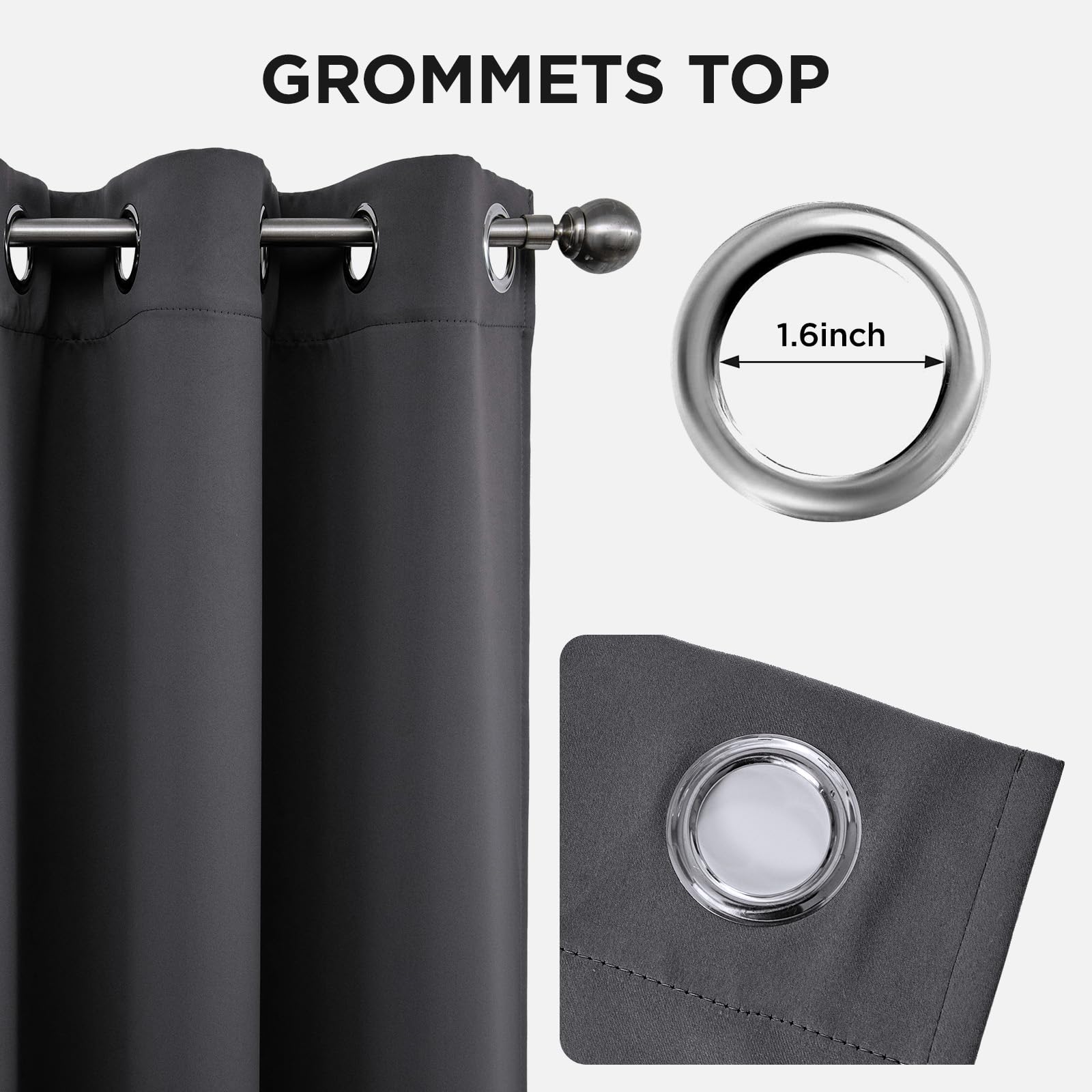 Joydeco Tende Oscuranti per Interni 2 Pezzi, Tende Termiche con Occhielli per Soggiorno Moderne, Cameretta Bambini, Camera da Letto Blackout Curtains(2xL132xA210,Grigio Bianco