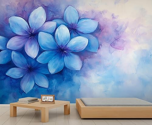 Miniatura 28 de Mural de pared floral retro, papel tapiz rústico floral de bar, flores abstractas 3D, impermeable, para cafetería, restaurante, sala de estar,