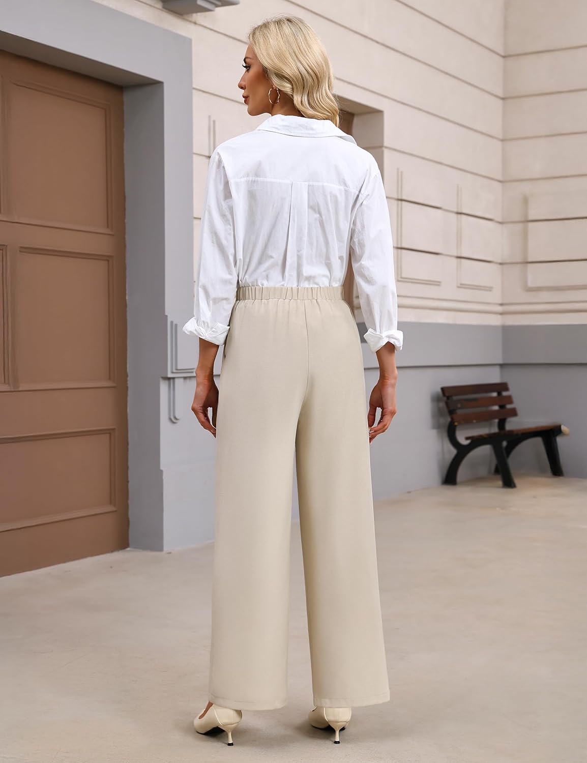 Blooming Jelly Women Business Casual Pants Wide Leg Dress Trousers High Waisted Lounge Outfits with Pockets - Image 3
