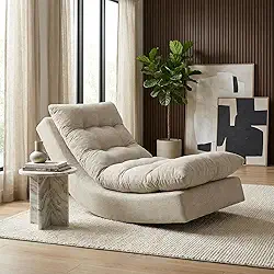 Poltrona Com Leve Balanço Bouclé Premium De Luxo Balance Para Sala Quarto Conforto Relaxante (Bege)